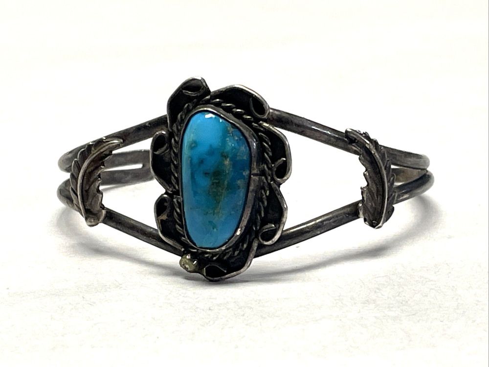 Vintage Native American Navajo Turquoise Sterling Cuff Bracelet Old Pawn As is